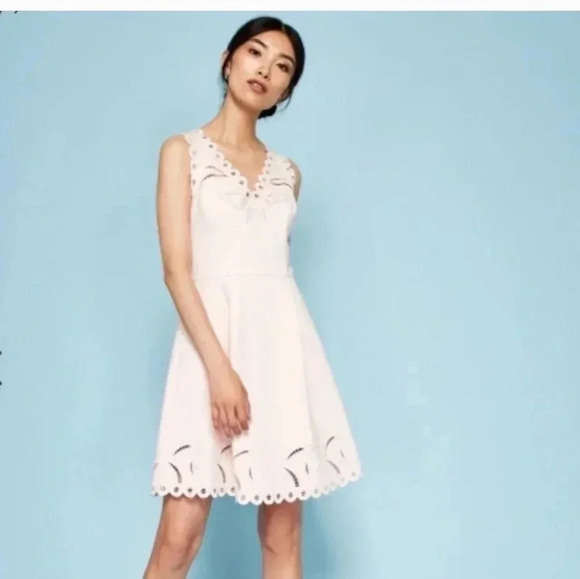 Ted Baker EMALISE Embroidered Skater Eyelet Lace Cutout Babydoll Dress(4)USA(10) - Picture 4 of 16